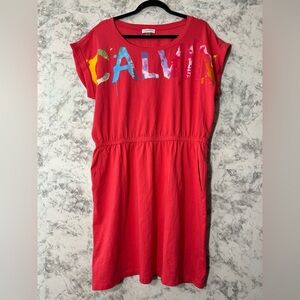 Calvin Klein  women Vibrant Red Kids Dress Sz XL EUC
12